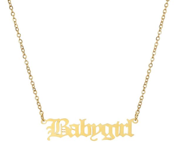 

new ancient babygril angle princess letters necklaces for women girl stainless steel old english pendant necklace friends party je5604371, Silver