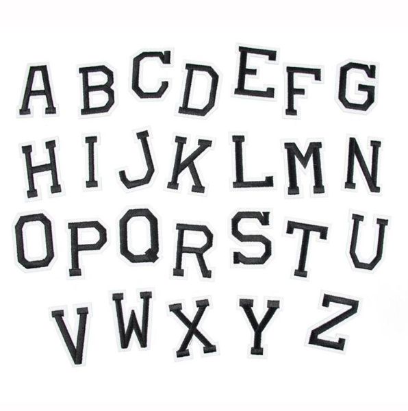 

az embroidered letter patches set alphabet 26 pcs sticker custom your name iron on applique patches for clothing jacket decoratio5411087, Black