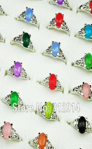 

whole jewelry lots 50 pcs multicolored malay jade silver p fashion rings 6289148, Golden;silver