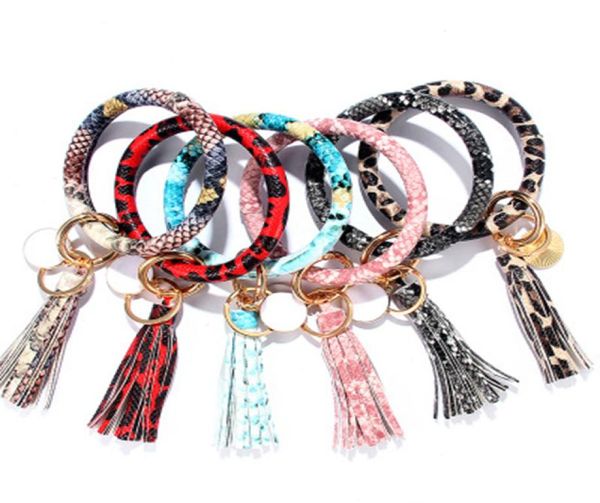 

tassel bracelets keychain pu leather bangle key holder o key chain ring girls wristlet bracelet wristband keyring party favor gift6903238, Black