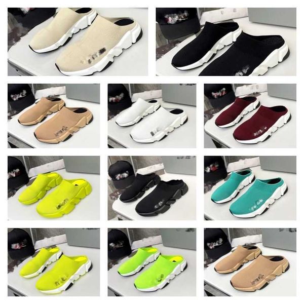 

women speed mules mens paris recycled knit mule designer trainer slipper black white yellow autumn casual shoes linen sandal sock shoe size