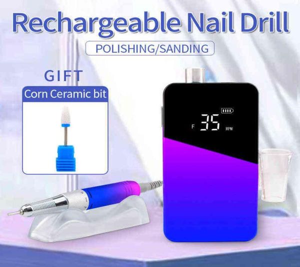 

gradient color handpiece 35000rpm cordless portable electric nail drill machine rechargeable e file manicure pedicure 809g2 2112319922210