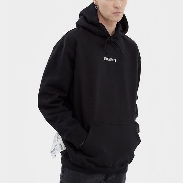 

men vtm side label logo men hooded sweater embroideried oversized hooded logo hooded for men casual pullover, Black