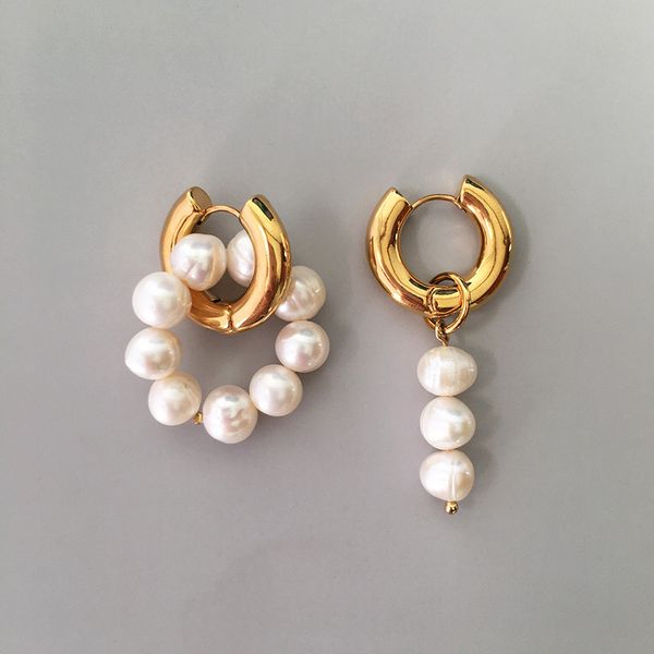 

elegant baroque fresh water pearl earring, Golden