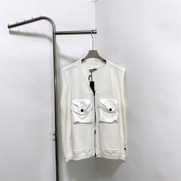 

men's sweaters compass patch cardigan men women chest pockets knit zip sweater 230822, White;black