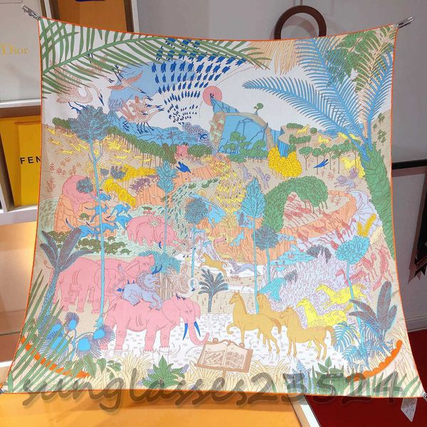 

horse "animal carnival" silk square, designer scarf, spring and autumn fashion item, twill silk square, women's scarves, head, Blue;gray