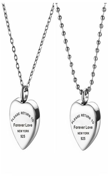 

heart memory necklace for women please return to forever love stainless steel necklace ashes urn jewelry3835883, Silver