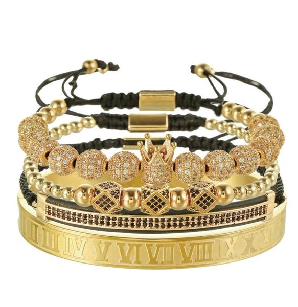 

4 colors copper charm 8mm cz ball beads bracelets roman numerals bangle bracelets male jewelry8476187, Golden;silver