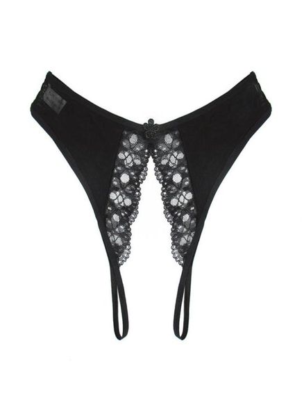 

new arrival women lace underwear thong open back crotch panties transparent hollow out thong underwear gifts for women5648444, Black;white