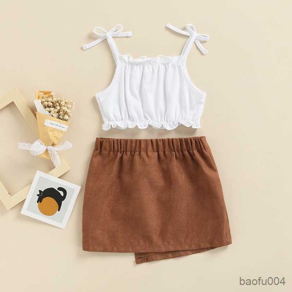 

clothing sets kids girls summer clothes sleeveless white vest short skirt children fashion style 2pcs toddler girl clothing sets 2-7y r23082
