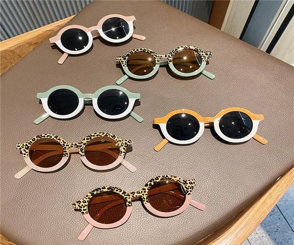 

lovely summer toddler kids baby boys girls leopard antiuv beach roundshaped sunglasses frame outdoor headwear accessories hair6089183, Slivery;white