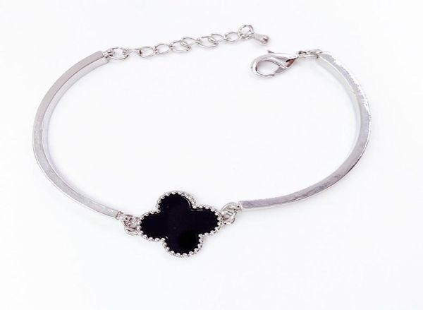 

classic designer charm bracelets jewelry alloy four leaf clover bangle jewelrys van cleaf apels luxury design bracelet for women m1137792, Silver