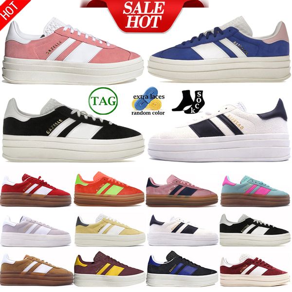 

gazelle series designer classic style women casual shoes bold pink glow white solar orange solar green grey white super pop adimatic fashion, Black