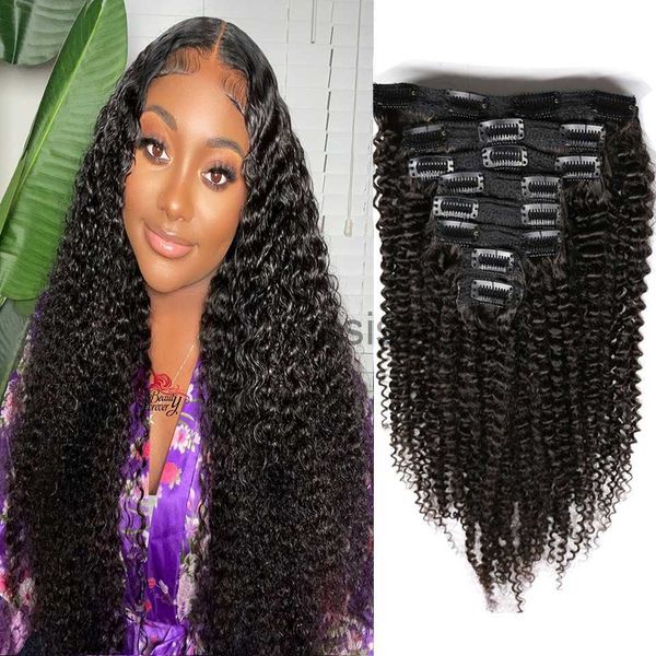 

synthetic wigs human hair deep wave clip in hair brazilian clip in 8 pcsset natural black color clip ins remy hair 826 inch 120g x0823