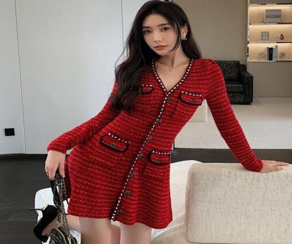 

selfportrait red melange knit mini dress01234567894478441, White;black