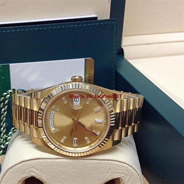 

original box certificate mens watches 40mm 228238 yellow gold champagne diamond dial asia 2813 movement automatic3173, Slivery;brown