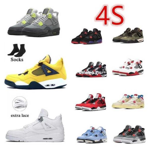 

4s basketball shoes j4 shoes men women yellwo black cat sail red thunder white oreo cactus jack blue university infrared cool grey canvas me