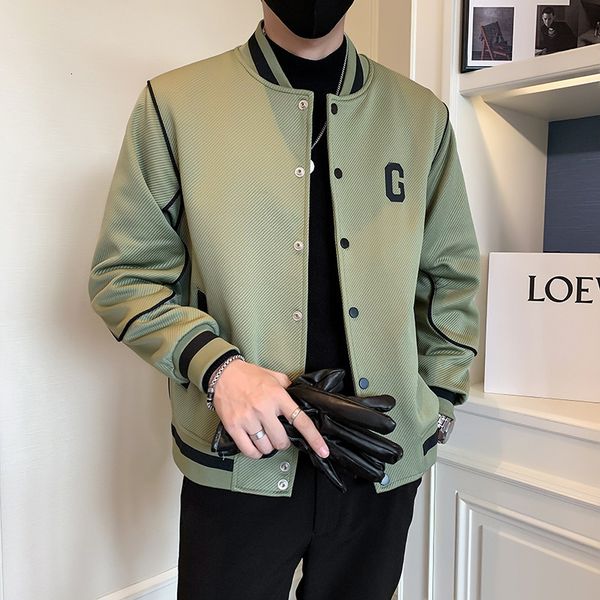 

men's jackets men baseball jackets button stand collar coats casual streetwear spring autumn slim fit outwear male hip hop bomber jacke, Black;brown