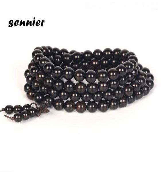 

charm bracelets 108 natural black sandalwood beads tibetan buddhist prayer mala buddha rosary necklace vintage wooden jewelry5944345, Golden;silver