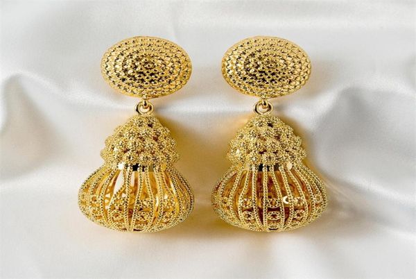 

hollow out gourd shaped luxurious style exquisite women earring arrival customize accept wedding attendance 2204295939200, Golden;silver