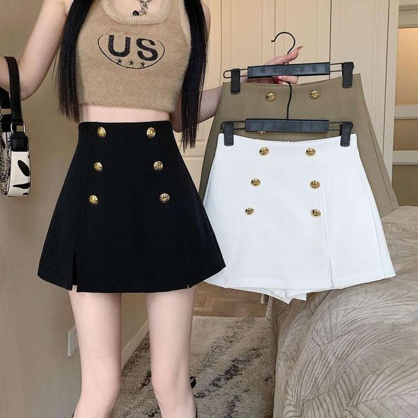 

half length skirt for women early spring style korean temperament double breasted suit short slimmer high, Black