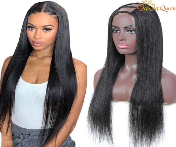 

brazilian human hair u part wig straight 150 density human hair wigs upart wigs can be permed7101244, Black;brown