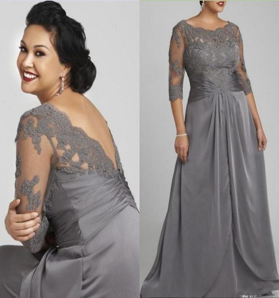 

scoop plus size pleats chiffon evening dresses lace half sleeves formal party gowns open back mother of the bride dress brides7511040, Black;red