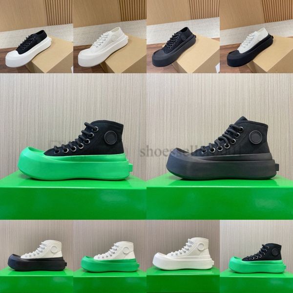 

jumbo casual shoes sneaker men women high low lace up sneakers optic black white green platform canvas shoe upper thick rubber outsol 45h9#