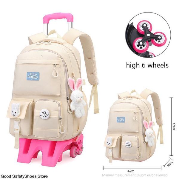 

backpacks wheeled school backpack for girls kids removable schoolbags waterproof children trolley bags cute rolling school book bags girls 2
