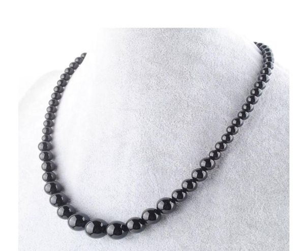 

wojiaer black jades gemstone necklace 614mm graduated round beads women 175 inches strand jewelry f30091134277, Silver