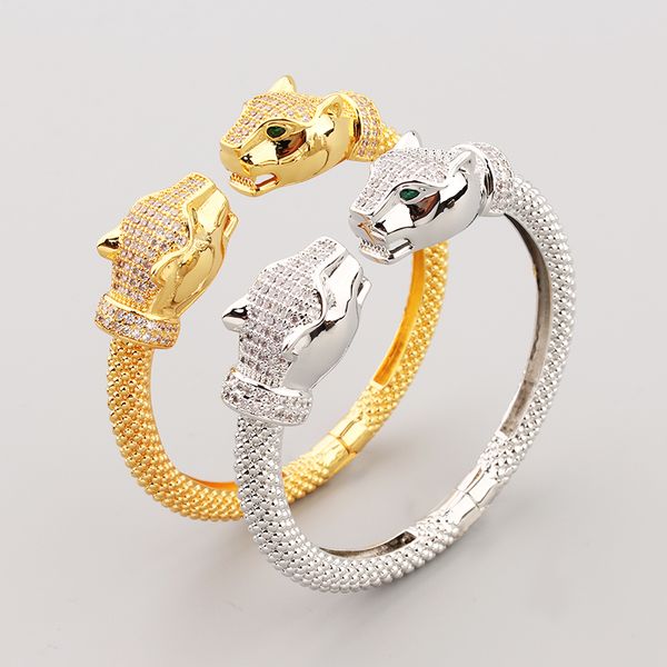 

wide 18k gold sliver leopard diamond bangle bracelets chain love designer for women men open couple fashion designer wedding party thanksgiv, Black