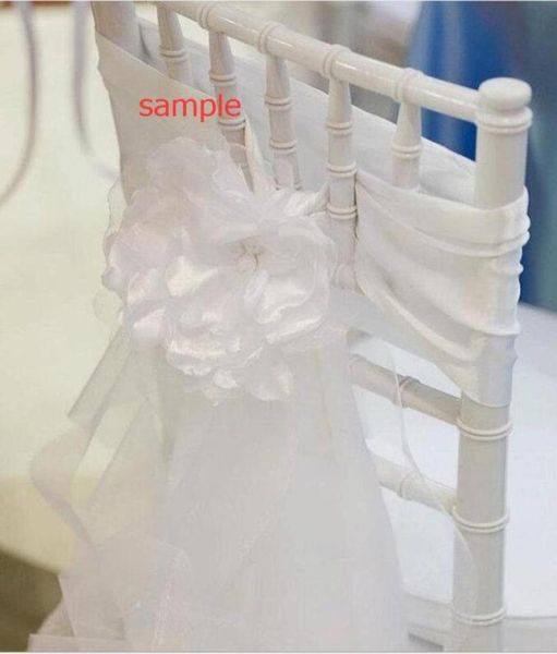 

2015 ruffles white 3d flower organza romantic beautiful chair sash chair covers wedding decorations wedding supplies sample g013235376