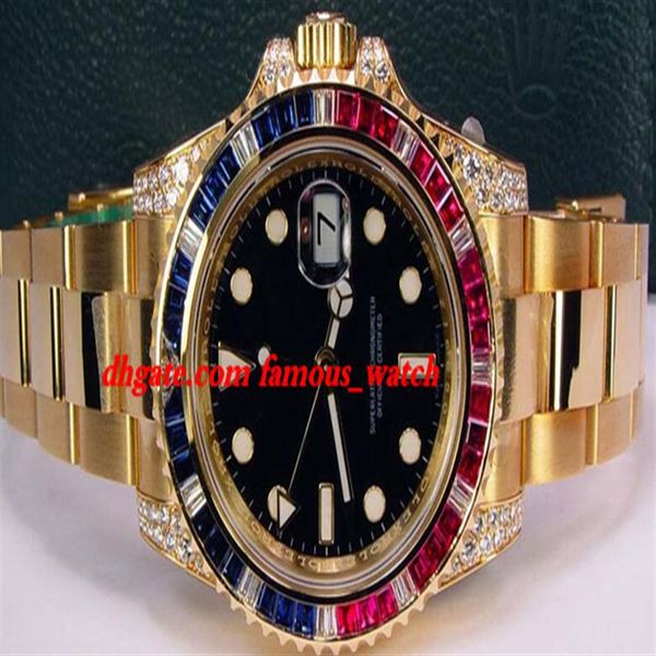 

new fashion luxury stainless steel bracelet ii black dial sapphire ruby diamond bezel 116758 watch chest 40mm mechanical man watch210u, Slivery;brown