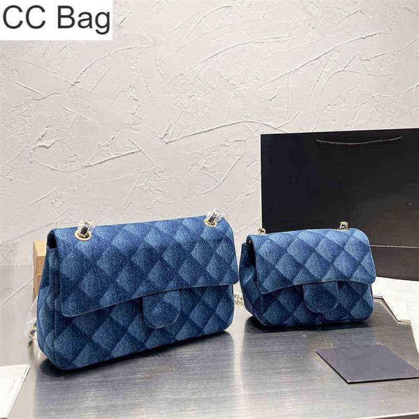 

cc bag shopping bags 22p womens classic mini flap denim three-dimensional plaid gold metal hardware matelasse crossbody shoulder p2647