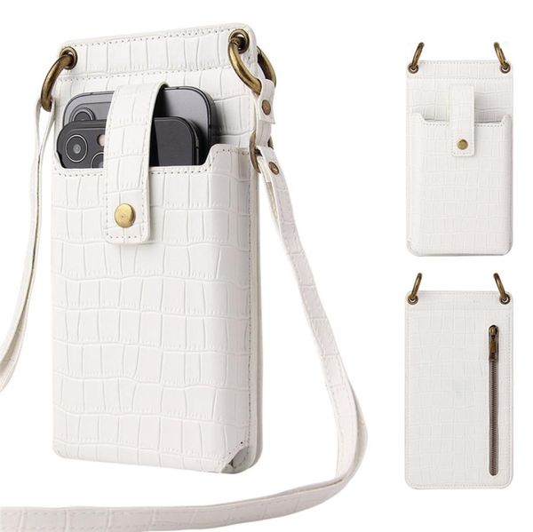 

11 colors mini outdoor bags 55656769inch universal double check neck strap sleeve pu crocodile pattern phone pouch messenge3610962