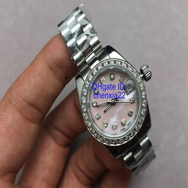 

2020 datejust watches diamond mark pink shell dial women stainless watches ladies automatic wristwatch valentine's gift 210g, Slivery;brown