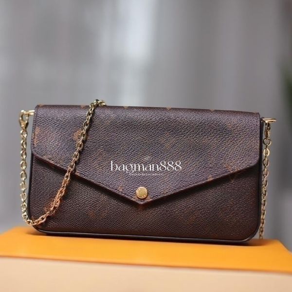 

designer bag shoulder bags womens embossed flower handbag card holder wallet leather chain flap pouch fashion handbag crossbody 3pcs set che