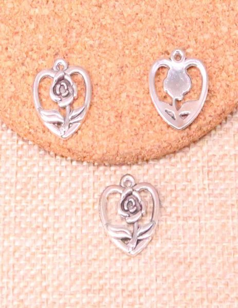 

92pcs charms heart flower 1816mm antique making pendant fitvintage tibetan silverdiy handmade jewelry1450839, Bronze;silver