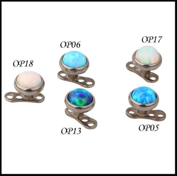 

100 titanium g23 piercing jewellery opal stone anchor body jewelry attachmentsjewelley micro skin diver dermal9069295, Slivery;golden