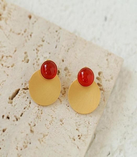 

2023 luxury quality round shape charm drop earring with red color have stamp ps335736203537145074, Golden