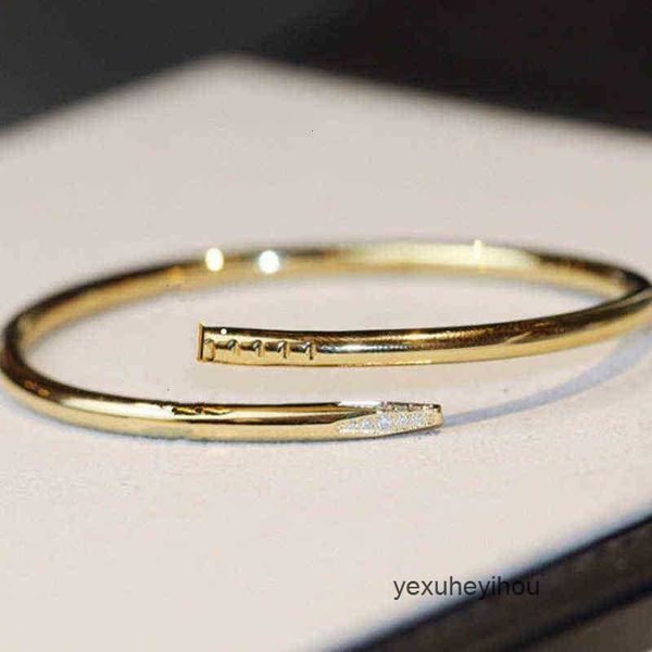 

gold silver steel bangle diamond-studded nail bracelet luxury designer letter c home men and women popular classic birthday gift, Black