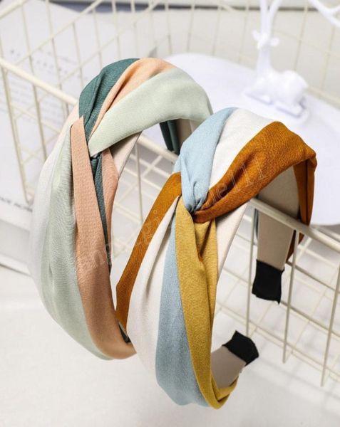 

fashion women hairband wide side headband cross knot turban classic striped headwear girls hair accessories3849631, Slivery;white