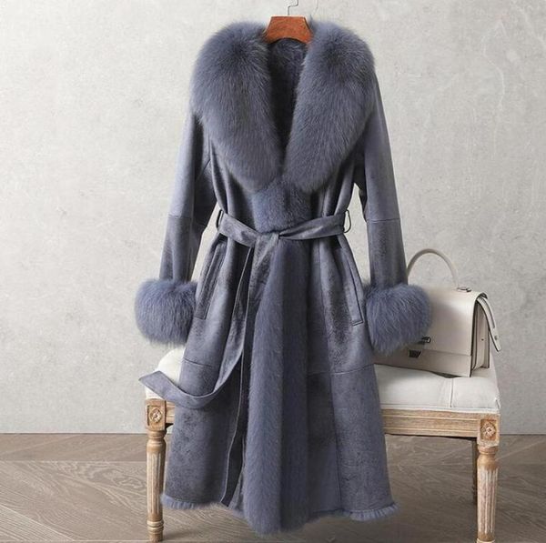 

double face coat midlength winter fur closefitting leather collar cuffs garments5203849, Black