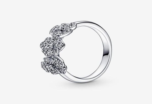 

100 925 sterling silver triple pansy flower ring for women wedding rings fashion engagement jewelry accessories56749307972081, Slivery;golden