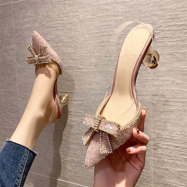 

dress shoes eilyken pvc transparent clear butterflyknot women pumps hollow out pointed toe slingbacks thin high heels 230823, Black