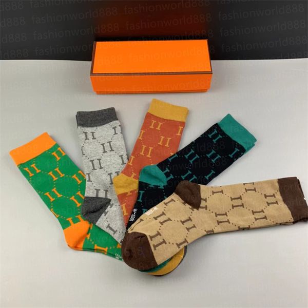 

designer mens womens socks five pair luxe sports winter mesh letter printed sock embroidery cotton man woman with box, Black;white