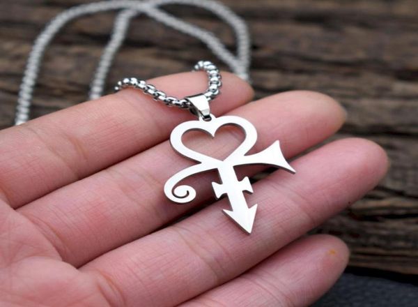 

sanlan 12pcs stainless steel love heart prince symbol necklace chains5214225, Silver