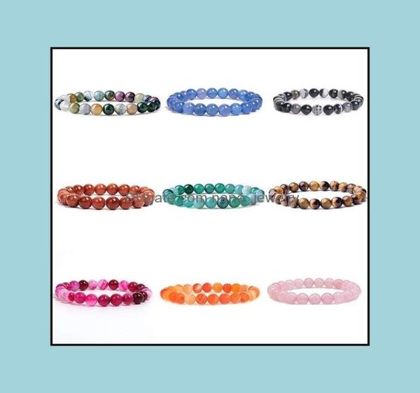 

beaded strands bracelets jewelry8mm gemstone round beads yoga healing crystal stretch bracelet natural stone jewelry frien6745952, Black