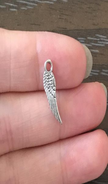 

whole diy charms small angel wing charm antique silver tone angel wing pendant charm for bracelet necklace earring zipper pull3471449, Bronze;silver