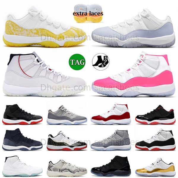 

jumpman 11 original basketball shoes 11s yellow snakeskin pink pure violet platinum tint men women sneaker low high cherry cool grey cement